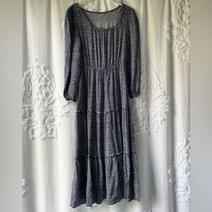 Tiered Navy and White Women's Dress